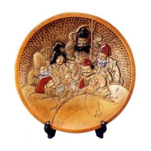 福禄寿の置物 木彫風福禄寿 般若純一郎作品 高岡銅器通販／送料無料