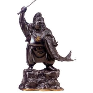 高岡銅器 青銅 ブロンズ 像 銅像 遙 三枝惣太郎 工芸 木箱入り 仏像 七福神｜ 鹿寿老人 ｜蝋型青銅（ブロンズ）製 桐箱入り【高岡銅器