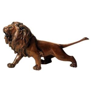 ｜ライオン　ＬＩＯＮ｜獅子　古銅色　青銅（ブロンズ）製　桐箱入【高岡銅器　置物】ライオンズ