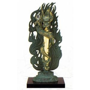 仏像｜ 不動明王座像 ｜仏師彫刻家 長田晴鳳作｜青銅（ブロンズ）製 桐