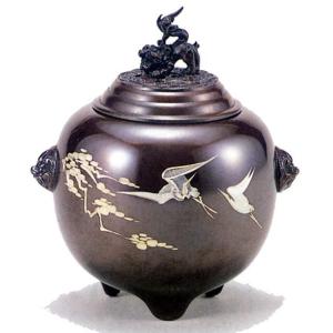 縁起物 吉祥｜ 岩上に鶴亀 古銅色分け ｜昇作｜青銅(ブロンズ)製【高岡