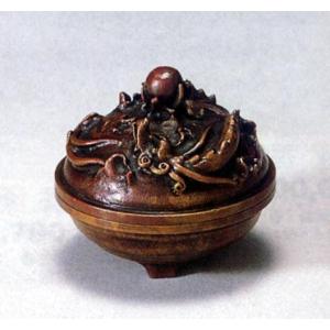 高岡銅器　香炉　香立　置物 香炉 香立て｜ 山水香炉 ｜芳親作 銅製 桐箱入【高岡銅器 置物】175d55