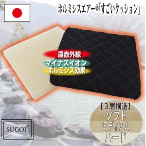 [NEW]マイナスイオン値３倍！3D構造すごい シートクッション 約40×40×6cm ホルミシス効果 日本製 綿100％｜waraoha