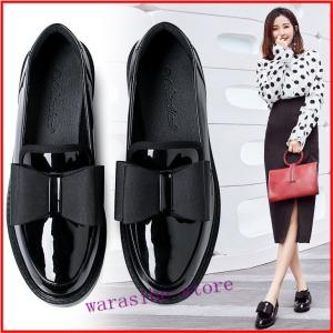 リボン付き ローファー レディース 革靴 スリッポン おじ靴 厚底 オックスフォードシューズ 太めヒール フラット エナメル靴 マニッシュシューズ Isexgp わらしべの館 通販 Yahoo ショッピング