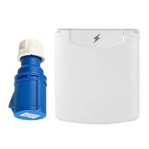 屋外キャンピングカー旅行用のカバー付きIP44RV外部電源プラグとソケット