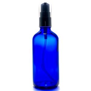 アロマ遮光瓶 100mL コバルト【ポンプ:ブラック】の商品画像