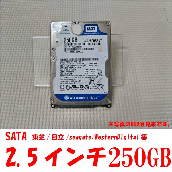2.5インチ 中古 ハードディスク 250GB メーカー不問 内蔵 増設 交換 Serial ATA...