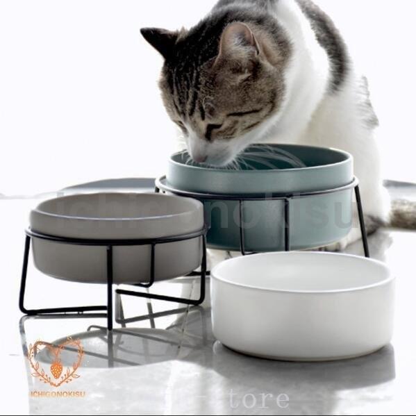 食器台 ペット用 フードスタンド付き 可愛い カラフル フードボウル 陶器 犬 猫 イヌ 容器 えさ...