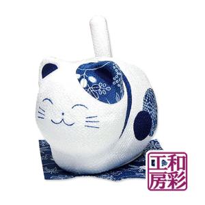 ゆらゆらソーラー「しっぽ振り振り 藍招き猫」｜wasai-kobo
