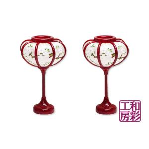 雛道具「雪洞（ぼんぼり）朱赤一対/9cm」ひな道具/rg03r