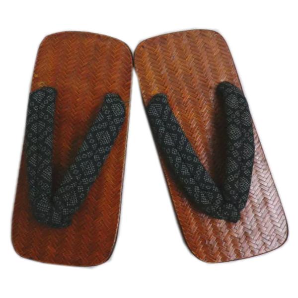 下駄 アジロ メンズ 男性 茶台 黒地菱ドット Ｌ 25.5cm ＬＬ 27cm 浴衣 甚平 着物