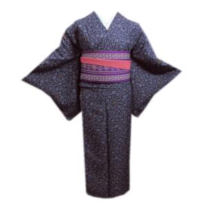 着物 洗える 袷 小紋 H・L 半巾帯 細帯 2点セット オフホワイト薄