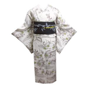 着物 洗える 袷 江戸小紋 と 軽装帯 付け帯 2点セット 薄黄緑色地万筋