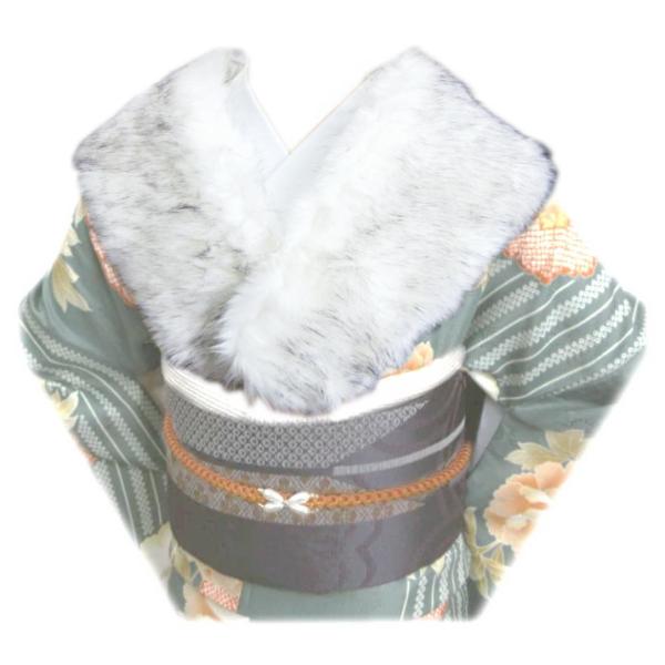 ショール フェイクファー グレー白 箱なし 振袖 成人式 卒業式 袴 着物 洋装 ブルーフォックス風...