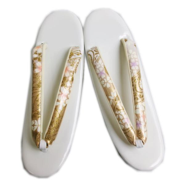 草履 ぞうり 白台金ラメ入り桜鼻緒 フリー 24.5cm 振袖 成人式 卒業式 袴 結婚式 着物 訪...