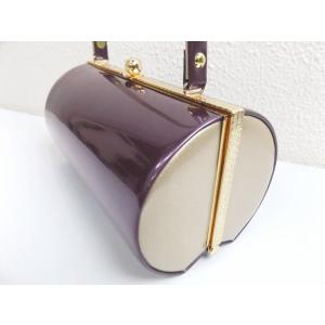 草履バッグセット エナメル 横丸型 紫色(金)...の詳細画像1