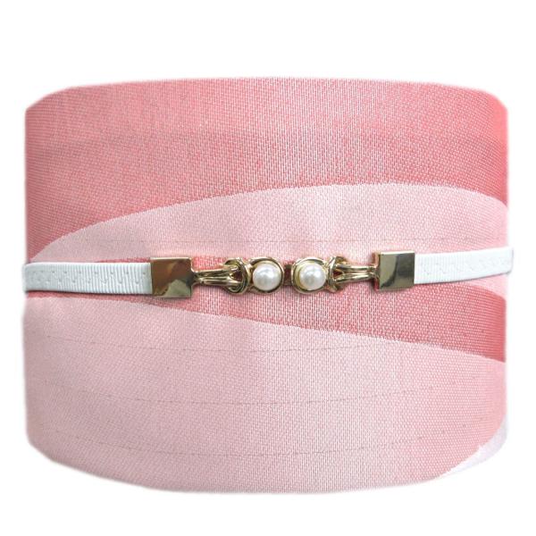 帯飾り 帯締め ワンタッチ パール付き 伸縮ゴム白 浴衣 ゆかた 着物 きもの 小紋 洗える着物 白...