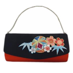 バッグ 手提げ 帯地 金糸入り半円型赤色地菊花桜 日本製 振袖 成人式 卒業式 袴 着物 単品 振袖用 きもの はかま 和装 女性用 バッグ 手提げ 帯地 金糸入り半円型赤色地菊花桜 日本製 振袖 成人式