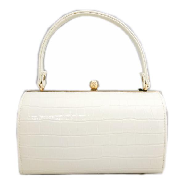 【訳有り 少難あり】 バッグ クロコ調 手提げ 合皮 オフホワイト白色 振袖 成人式 卒業式 袴 着...