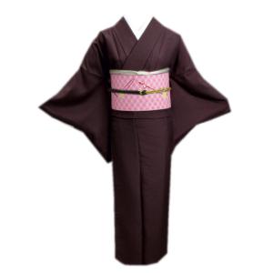 着物 洗える 単衣 小紋 と 軽装帯 付け帯 2点セット 水色白地桜楓流水