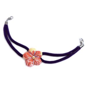 羽織紐 はおりひも 女性用 マグネット 正絹 日本製 和柄花濃紫ひも 和装 着物｜wasakura-an