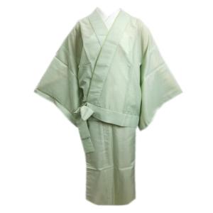 二部式 着物 洗える 駒絽 夏用 薄黄緑 Ｍ Ｌ 無地 ユニフォーム