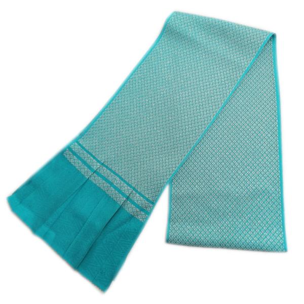 帯揚げ 帯上げ 鹿の子織 金糸入り ターコイズブルー青色 振袖用 成人式 着物