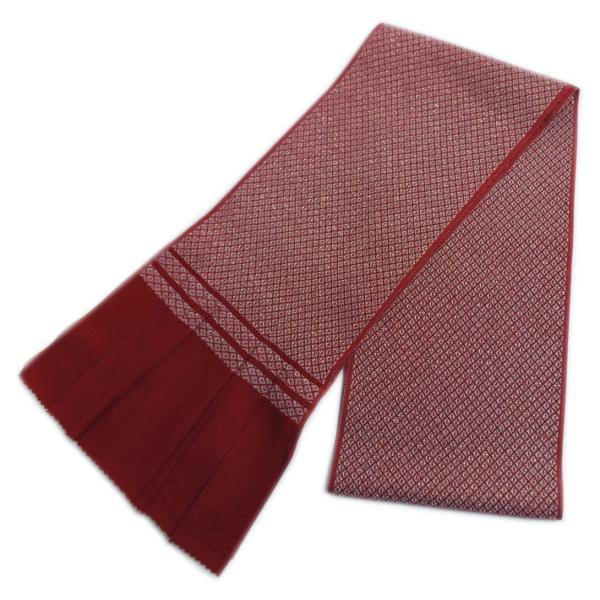 帯揚げ 帯上げ 鹿の子織 金糸入り 濃赤色 振袖用 成人式 着物