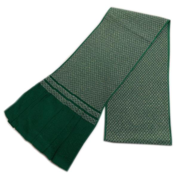 帯揚げ 帯上げ 鹿の子織 金糸入り 緑色 振袖用 成人式 着物