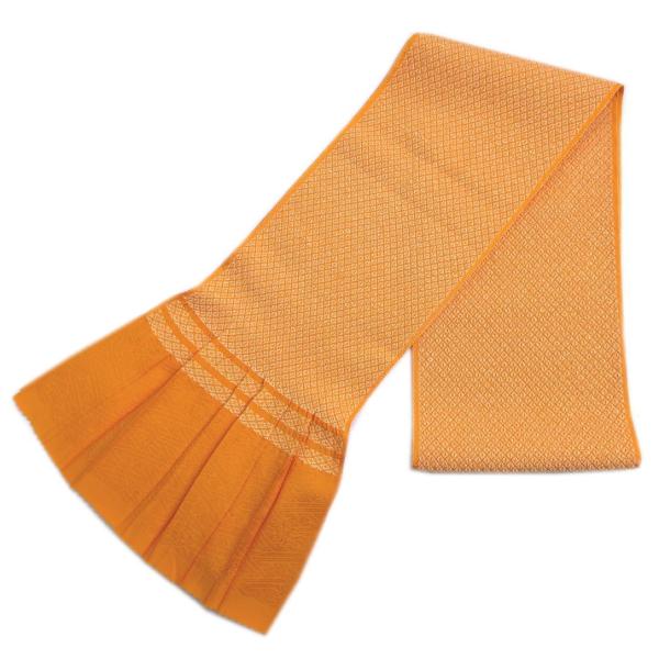帯揚げ 帯上げ 鹿の子織 金糸入り オレンジ 振袖用 成人式 着物 橙色