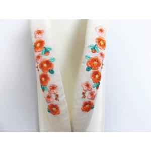 草履 ぞうり 白台 刺繍鼻緒可憐花枝咲梅 フリ...の詳細画像2