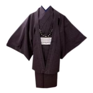 着物 メンズ 男性 夏用 駒絽 お仕立て上がり 5点セット 黒色 M L