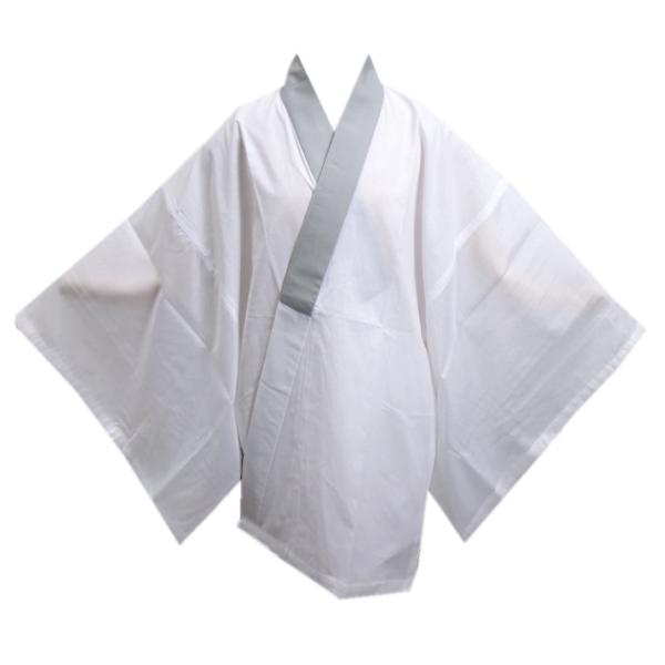 半襦袢 半じゅばん 夏用 絽 メンズ 男性 白色地グレー衿 Ｓ Ｍ Ｌ ＬＬ 半衿付 洗える 和装 ...