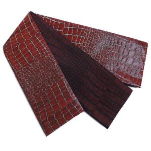 角帯 リバーシブル 小袋 メンズ 男性 日本製 ラメ糸濃赤色地クロコダイル柄