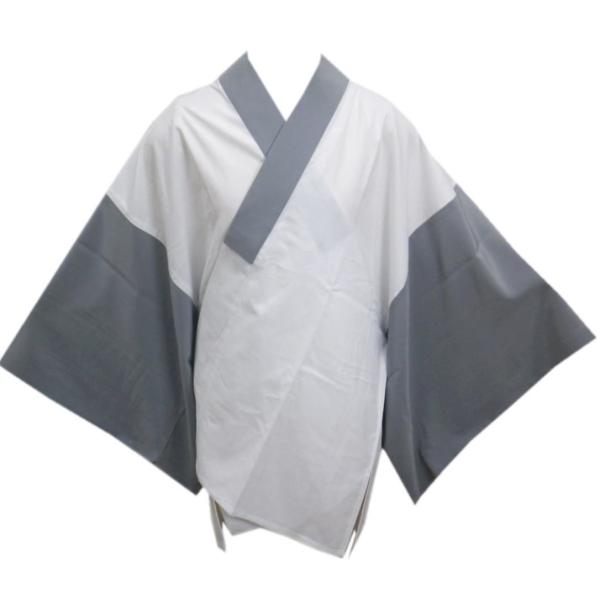 半襦袢 半じゅばん メンズ 男性 白色地グレー衿 Ｍ Ｌ ＬＬ 和装 着物 きもの 下着 洗える 男...