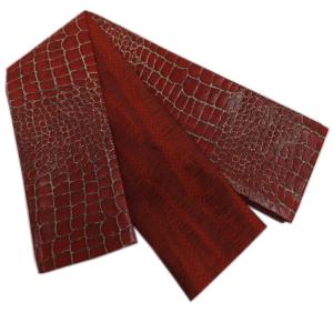 角帯 リバーシブル 小袋 メンズ 男性 日本製 ラメ糸濃赤色地クロコダイル柄 浴衣 着物 織地 粋