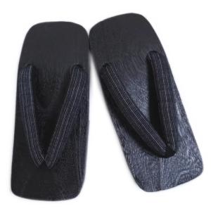 下駄 メンズ 男性 漆黒台 黒白ライン Ｍ 26ｃｍ Ｌ 27ｃｍ