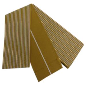 角帯 小袋 メンズ 男性 金茶色地グレー白ライン 日本製 浴衣 着物 男物 紳士用 ゆかた きもの からし色｜最新和服・和雑貨 和さくら庵