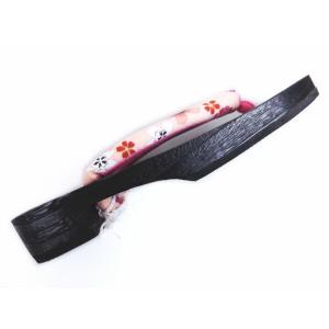 下駄 桐 女性用 漆黒台 コーラル地桜八重桜 ...の詳細画像1