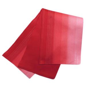 半巾帯 半幅帯 銀ラメ入 グラデーション ぼかし 朱赤色