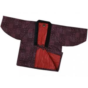 半天 はんてん 女性用 和柄 綿入 エンジ紫地 古典柄市松