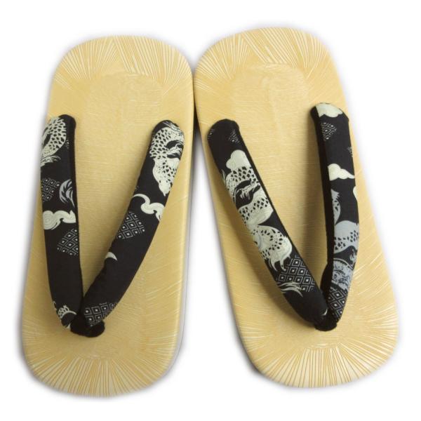 雪駄 スポンジ底 メンズ 男性 黄畳台黒地龍雲 S 24cm Ｍ 25cm Ｌ 26cm ＬＬ 27...