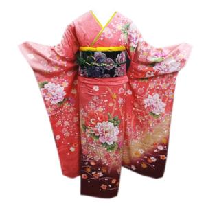 振袖 セット 未仕立て 仮絵羽 ターコイズブルー 雪輪 桜 梅 花 正絹