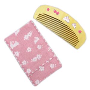 本つげ櫛 くし クシ ケース付 椿油 椿柄 日本製 天然生しぼり100