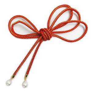 飾り紐 かざりひも 長尺 赤色金パール玉 日本製 振袖 成人式 着物 浴衣
