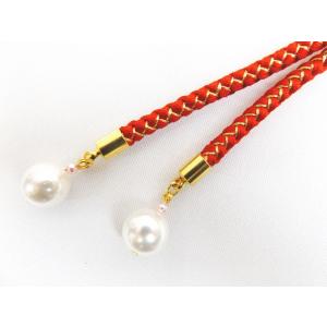飾り紐 かざりひも 長尺 赤色金パール玉 日本...の詳細画像1