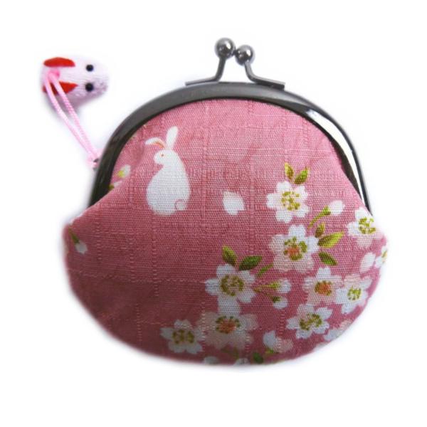 財布 サイフ 小銭入れ がま口 和柄 桜うさぎピンク 日本製 女性用 キッズ
