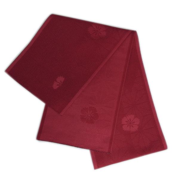 半巾帯 半幅帯 濃赤色地撫子麻の葉 日本製 浴衣 ゆかた 卒業式 袴下帯 女性用