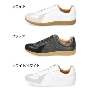 ジャーマントレーナー スニーカー 白 黒 メン...の詳細画像2