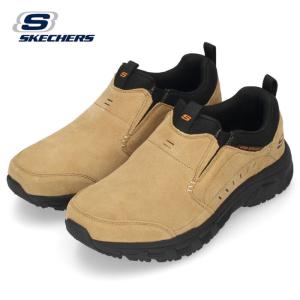 スケッチャーズ メンズ スリッポン スニーカー OAK CANYON 237282-BRBK ブラウン カジュアル シューズ 幅広 撥水 靴 SKECHERS セール